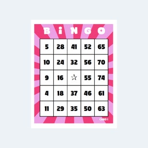 1000 bingokaarten - kleurrijk 1 tot 75 bingokaarten, 2 per pagina - 500 pagina's / 1000 kaarten - afdrukbare download