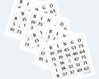 Printable Bingo Cards - 6 per page