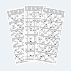 Carte per biglietti Bingo stampabili in stile UK 1-90, stampa grande