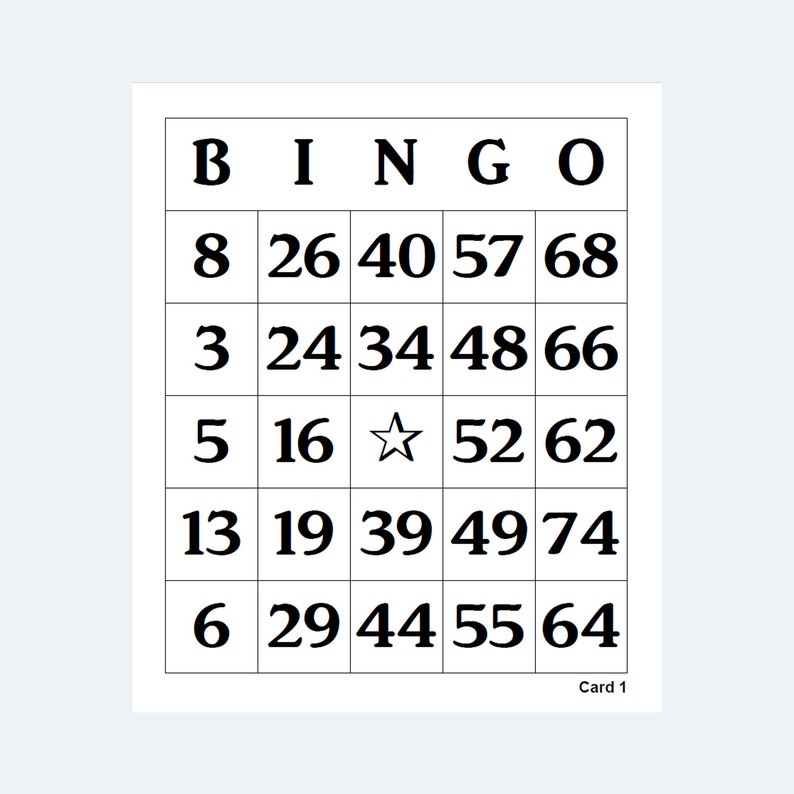 Printable Bingo Cards - Large Print 2 per Page - Etsy