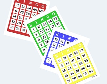 印刷可能なカラービンゴカード – 1 ページあたり 4 枚 - Etsy 日本
