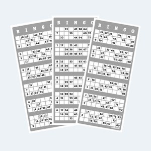 Printable UK Style 1-90 Bingo Ticket Cards, 2 Per Page, 500 pages / 1000 cards