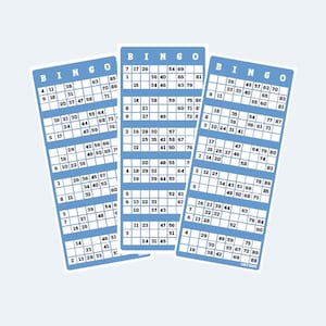 Printable Colour UK Style 1-90 Bingo Ticket Cards, 2 Per Page