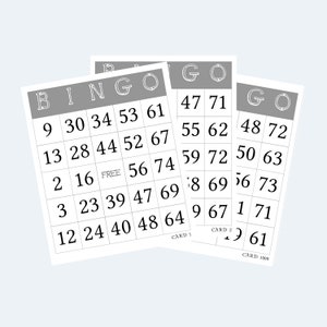 Bingo Cards - Printable Bingo Cards – 1000 Cards / 2 Per Page – 500 Pages