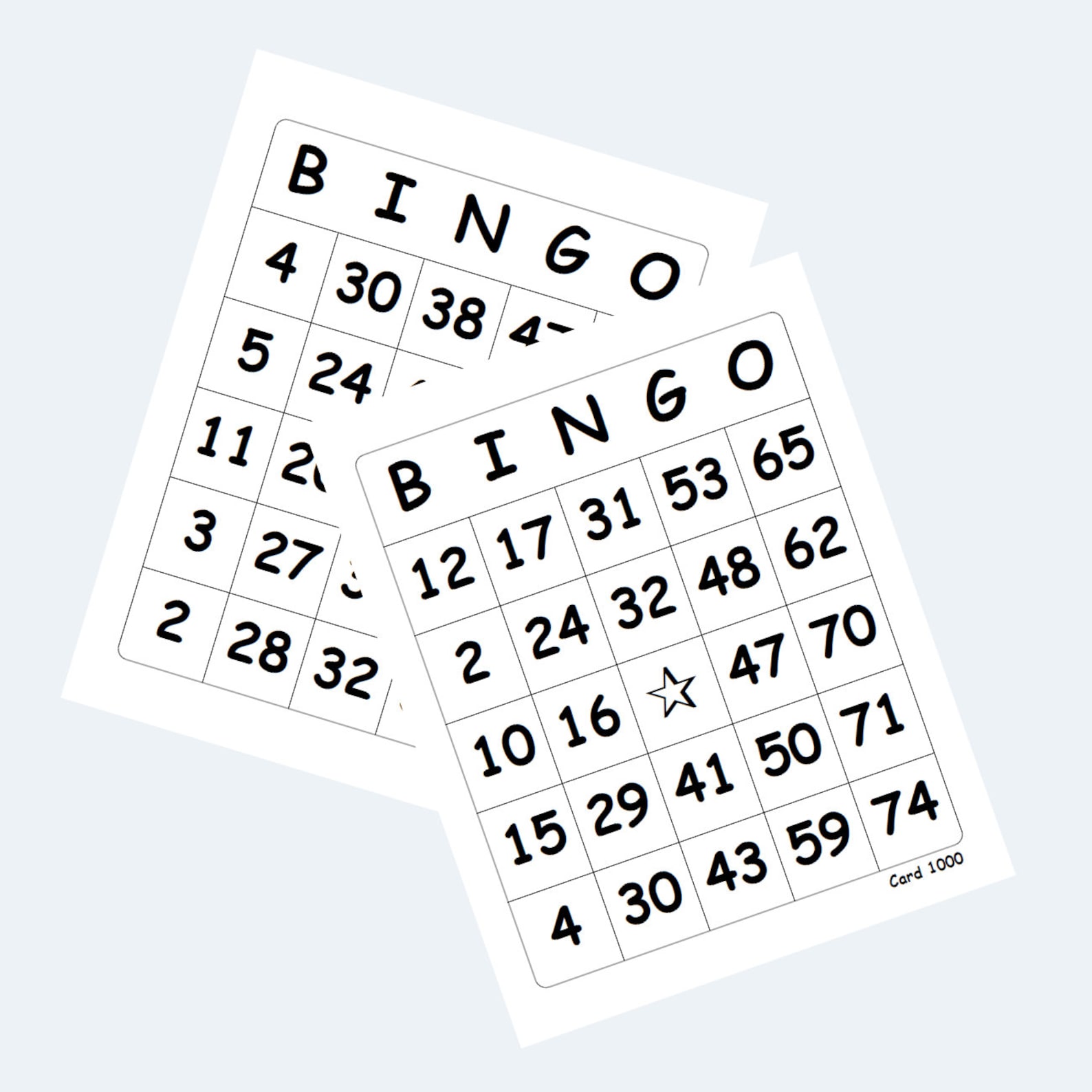 Bingo Cards, Large Print Printable Bingo Cards Etsy