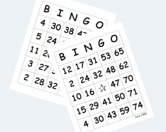 Cartones de bingo, letra grande - Cartones de bingo imprimibles