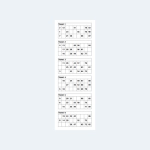 Biglietti Tambola – Da 1 a 90 cartelle Tambola Bingo stampabili – 500 pagine con 12 biglietti per pagina – 6000 biglietti Tambola – Download digitale