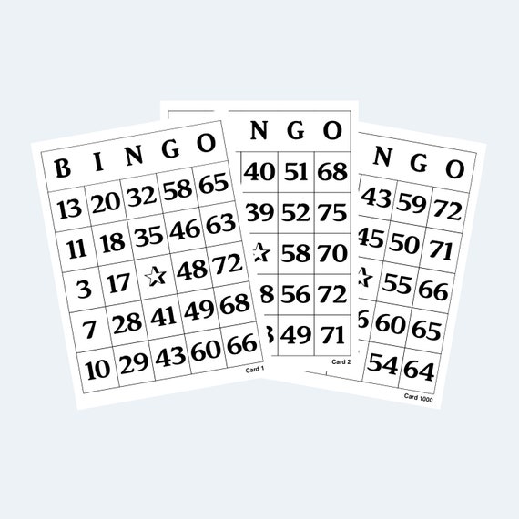 Bingo Cards 1 to 75 Bingo Cards Printable 4 per Page | Etsy