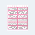 Printable UK Style 1-90 Bingo Ticket Cards - 2 Per Page – 500 Pages / 1000 Cards – Pretty in Pink! - Printable PDF Download