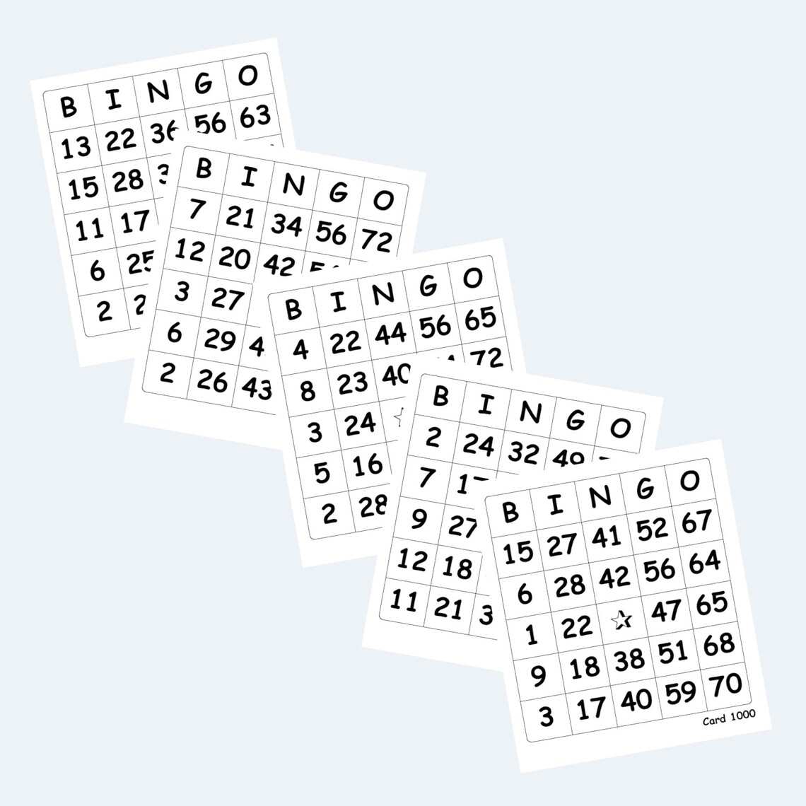 Printable Bingo Cards Large jumbo Print 1 per Page 1000 Etsy
