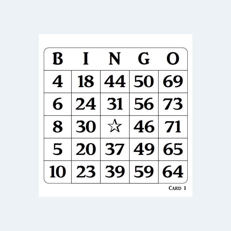 Printable Bingo Cards 6 per Page Etsy