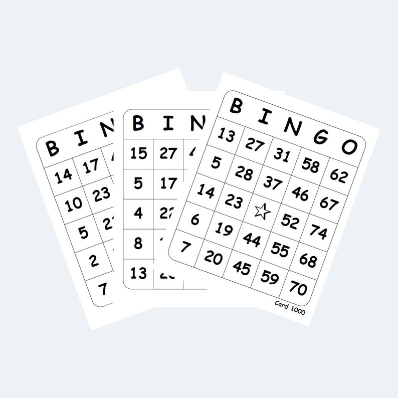 Printable Bingo Cards 4 per Page - Etsy