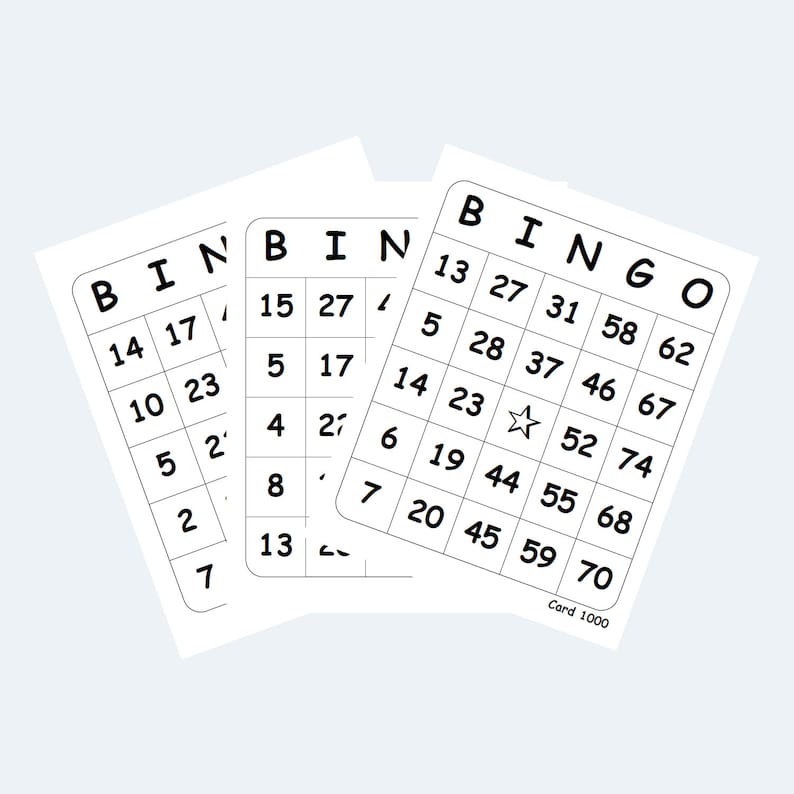 Printable Bingo Cards 4 per Page - Etsy