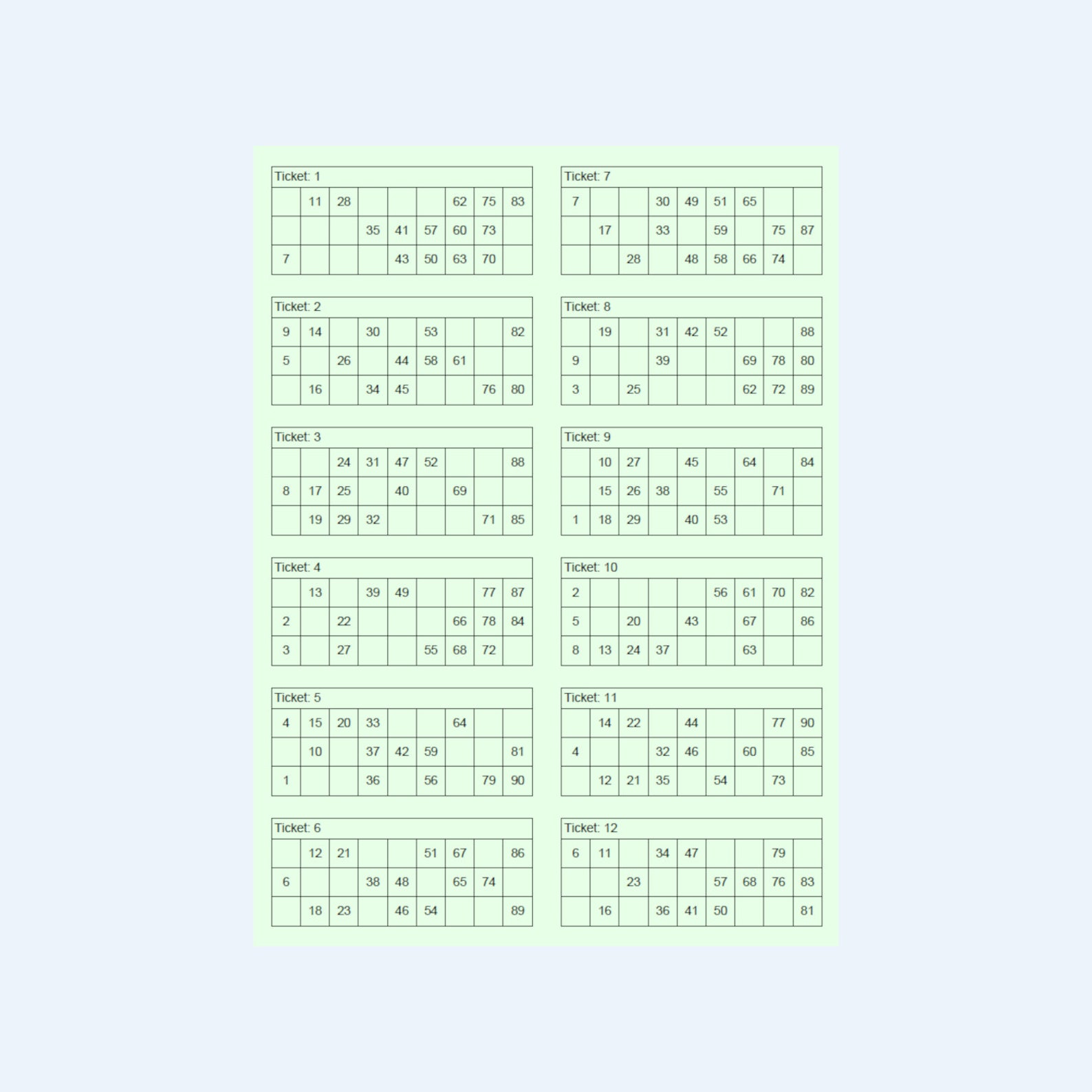 Tambola Tickets – 1 to 90 Printable Tambola Bingo Cards – 500 Pages ...