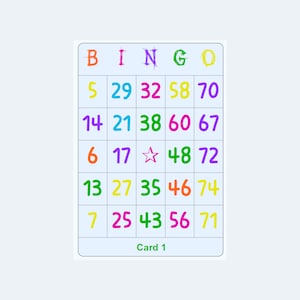 Tarjetas de bingo: de 1 a 75 tarjetas de bingo de colores, 4 por página, 250 páginas/1000 tarjetas, para imprimir y descargar