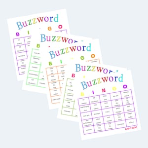 Buzzword Bingo Cards – Colorful Printable Bingo Cards 2 per Page - 500 ...