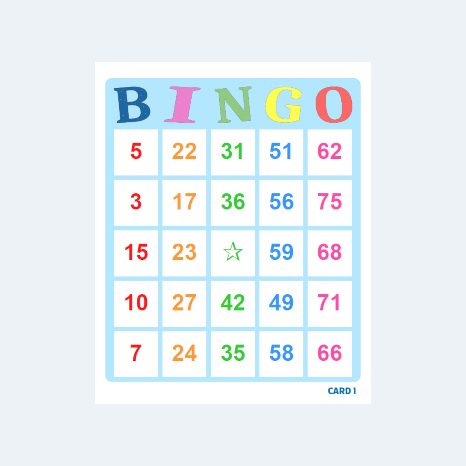 ビンゴ カード - 1 〜 75 色のビンゴ カード 1 ページあたり 2 枚
