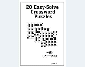 20 Printable Easy-Solve Crossword Puzzles With Solutions – Issue 12 - Downloadable Printable Crossword Puzzles – Digital PDF Download