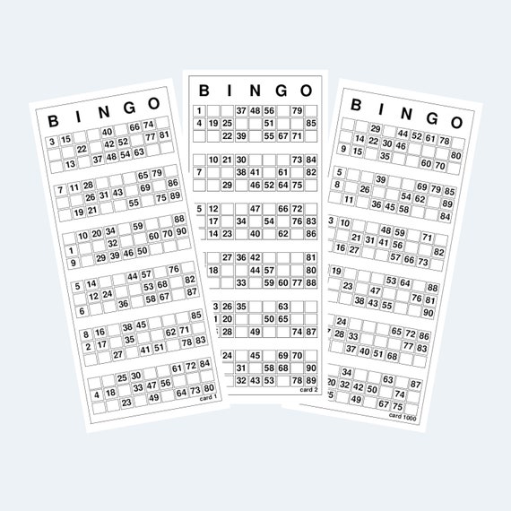 Bingo Cards Printable UK Style 1 to 90 Bingo Cards 2 per | Etsy