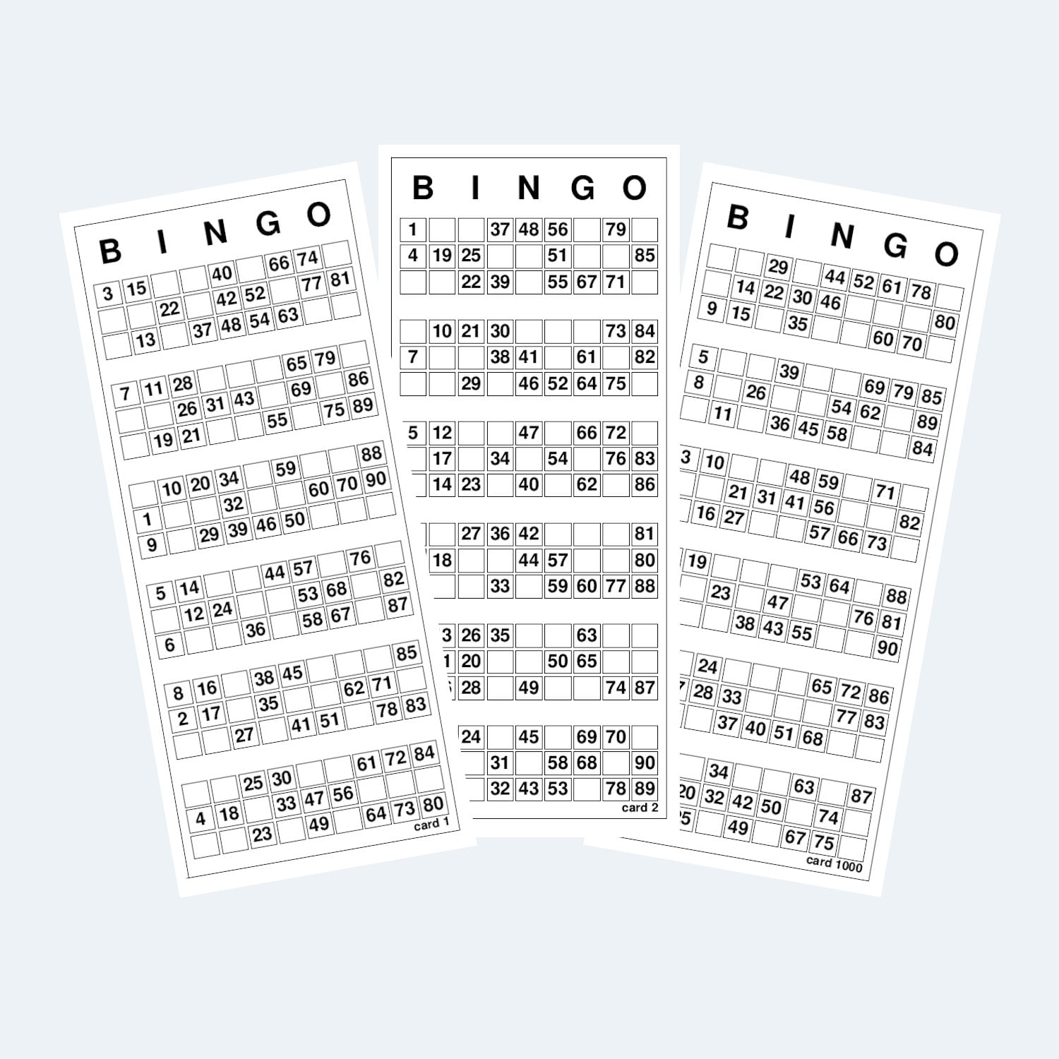 Bingo Cards – Printable UK Style 1 to 90 Bingo Cards – 2 per Page ...