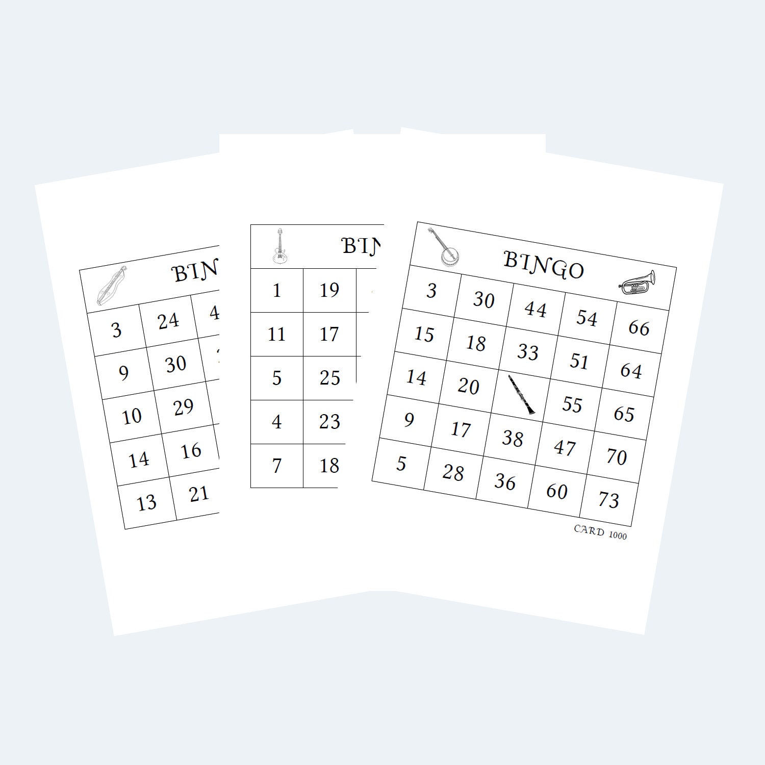 Printable Music Themed Bingo Cards 2 per Page - Etsy