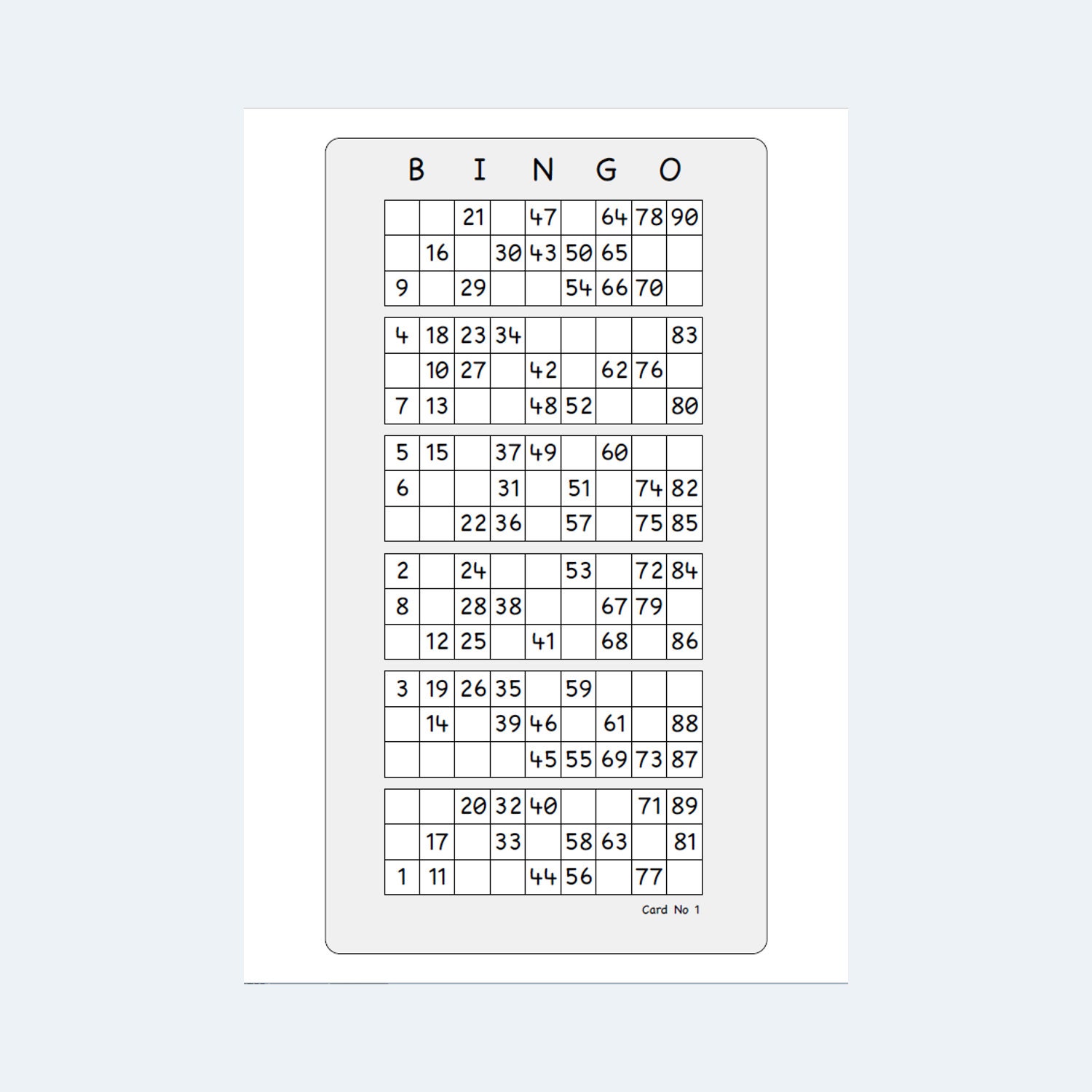 Printable Large Print Bingo Cards, UK Style 190, 1 Set per Page Etsy