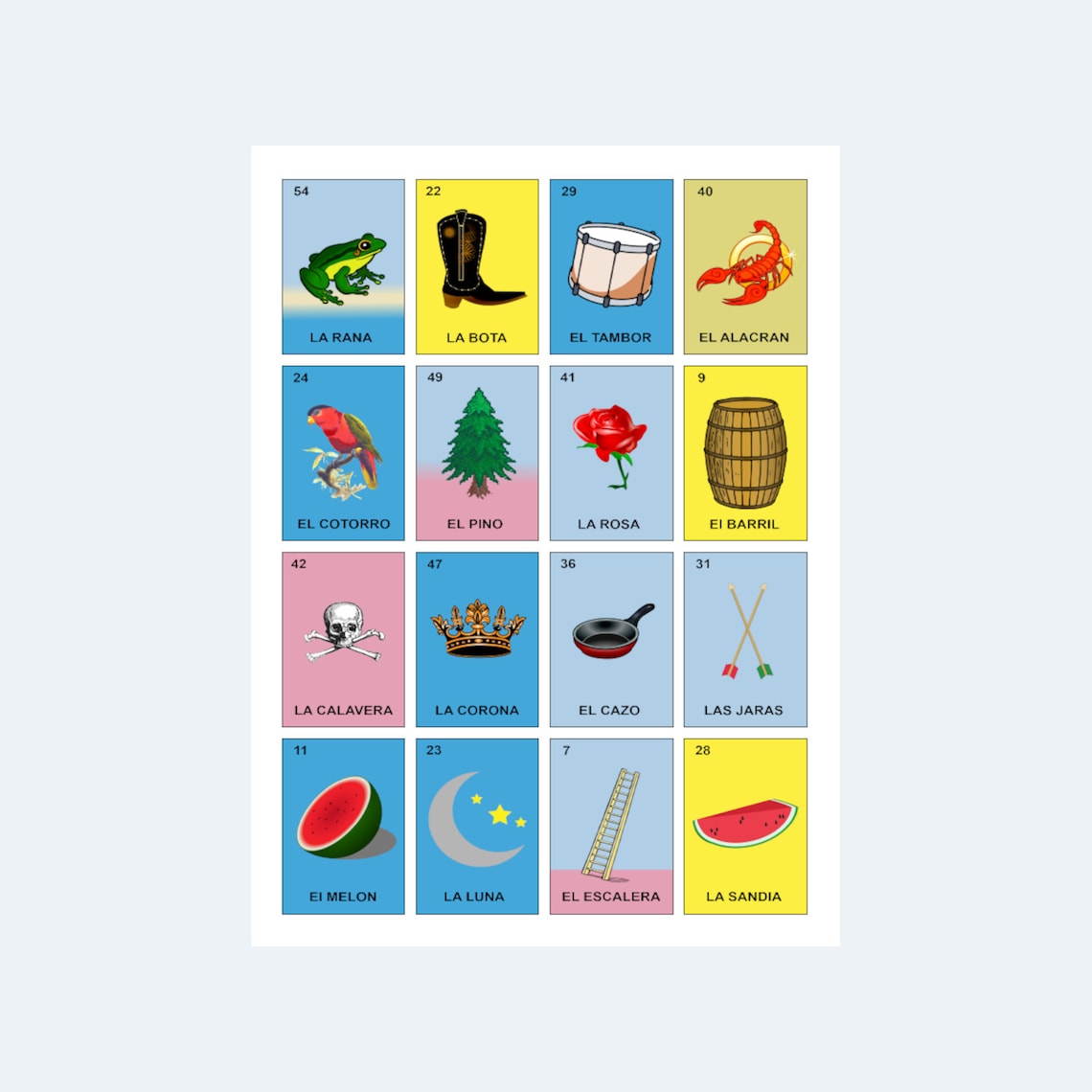 Loteria Cards - Printable Loteria Cards - 1 per Page – 1000 Cards – 1000 Pages – Downloadable ...