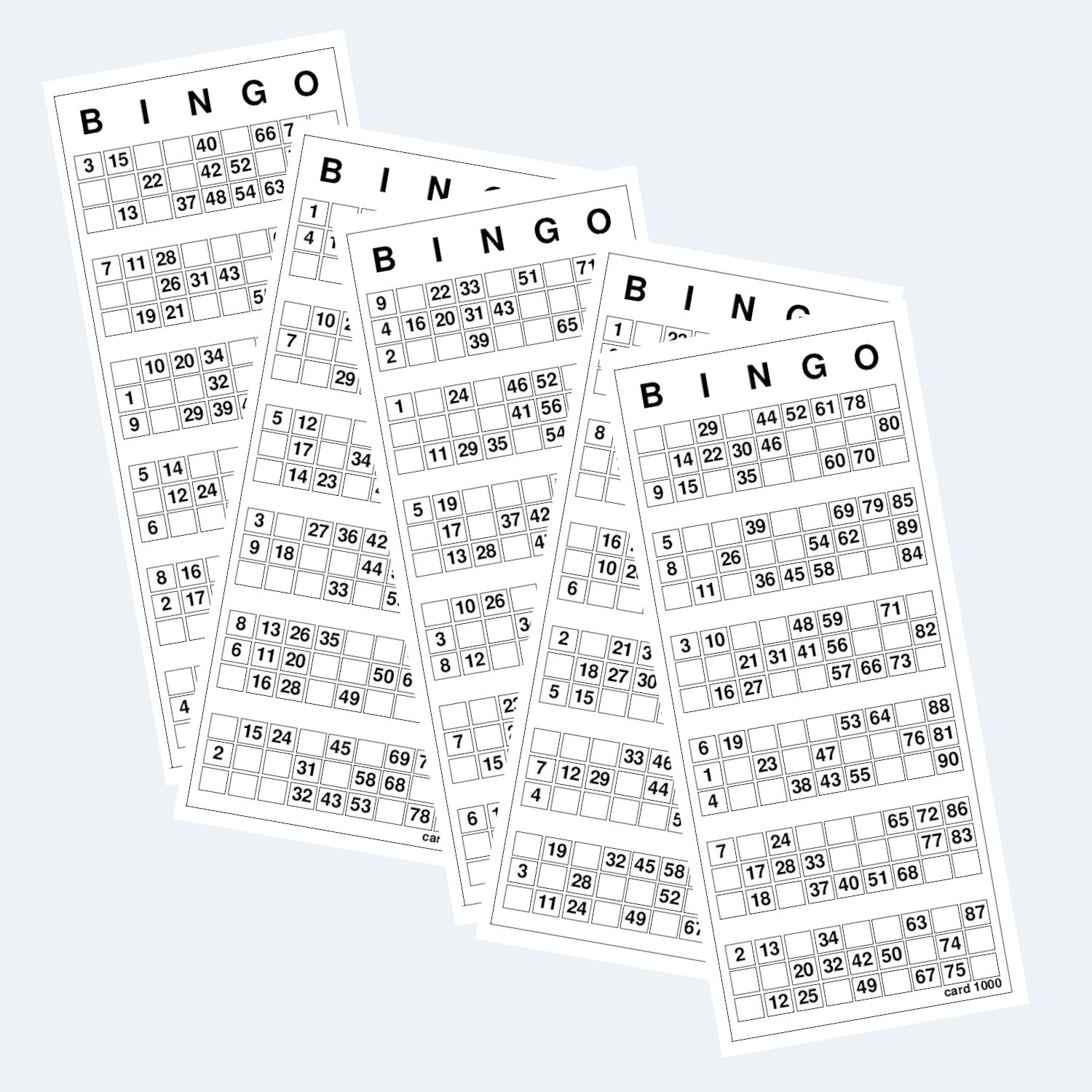 Bingo Cards – Printable UK Style 1 to 90 Bingo Cards – 2 per Page ...
