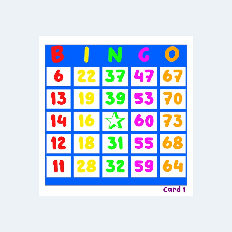 Bingo Cards Printable Colour Bingo Cards 6 per Page 1500 Etsy Israel