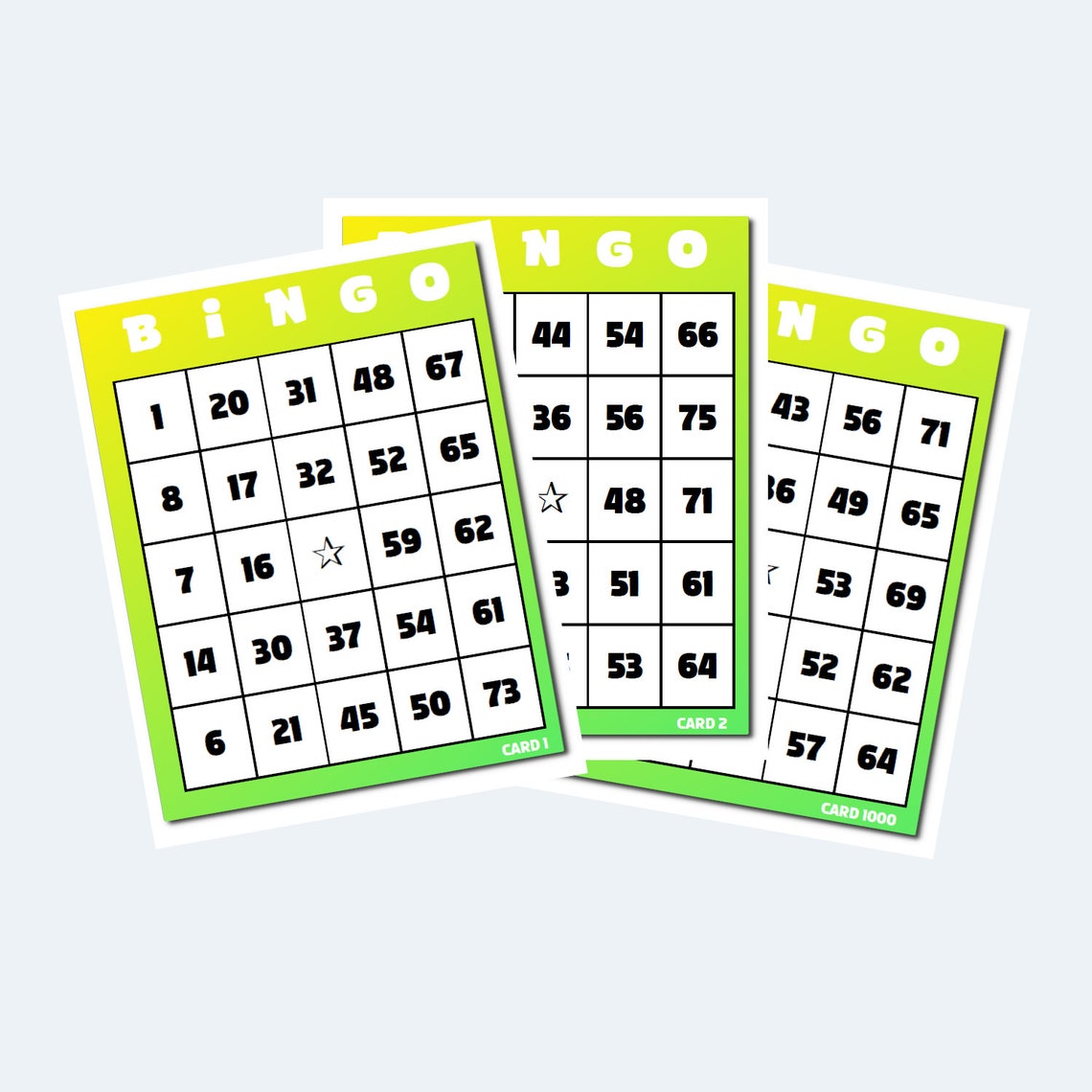 1000 Bingo Cards - Colorful 1 to 75 Bingo Cards 2 per Page – 500 Pages ...