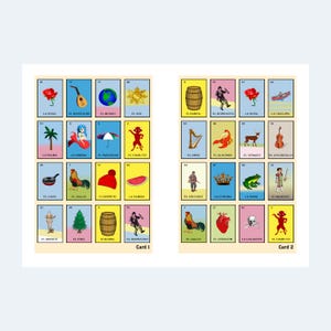 Loteria Cards - Printable Loteria Cards - 2 Per Page – 1000 Cards – 500 Pages – Instantly Downloadable PDF File.