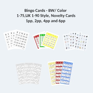 1000 Bingo Cards - Colorful 1 to 75 Bingo Cards 2 per Page – 500 Pages ...