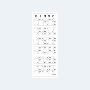 5000 Bingo Cards - Jumbo Set of UK Style 1-90 Bingo Ticket Cards, 5000 cards/30,000 tickets - 2 Cards Per Page – Printable PDF Download.