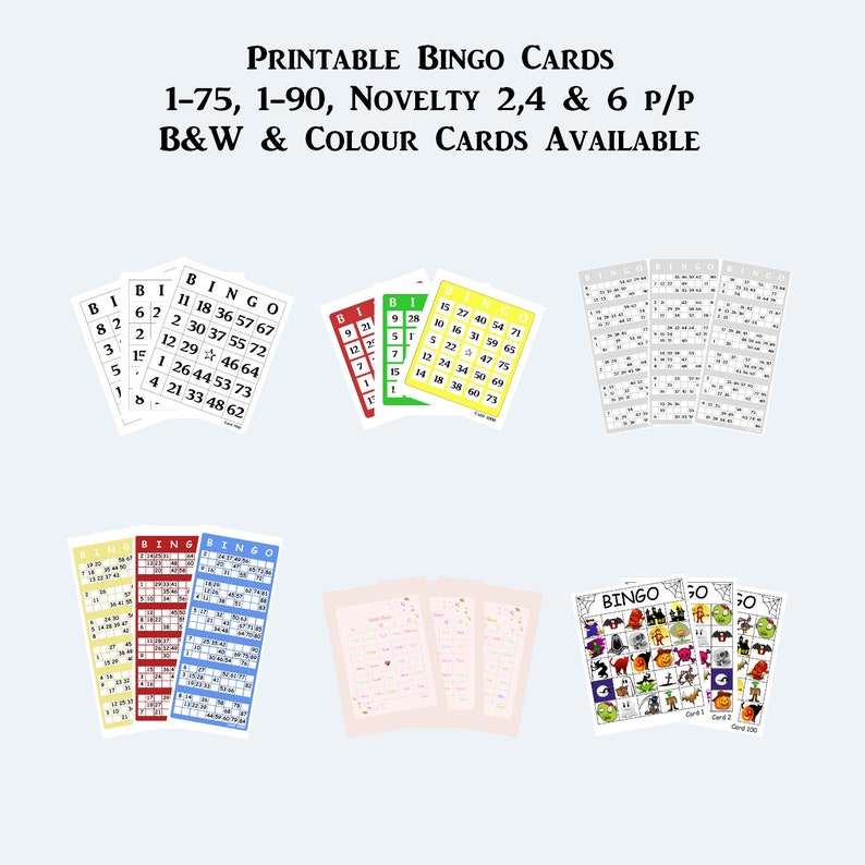 Printable Large Print Bingo Cards, UK Style 190, 1 Set per Page Etsy