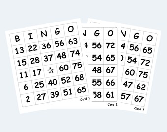 Printable Bingo Cards - Large (jumbo) print 1 Per Page – 1000 pages – downloadable digital product.