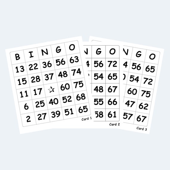 印刷可能なビンゴ カード - 大型 (ジャンボ) 印刷、1 ページあたり 1