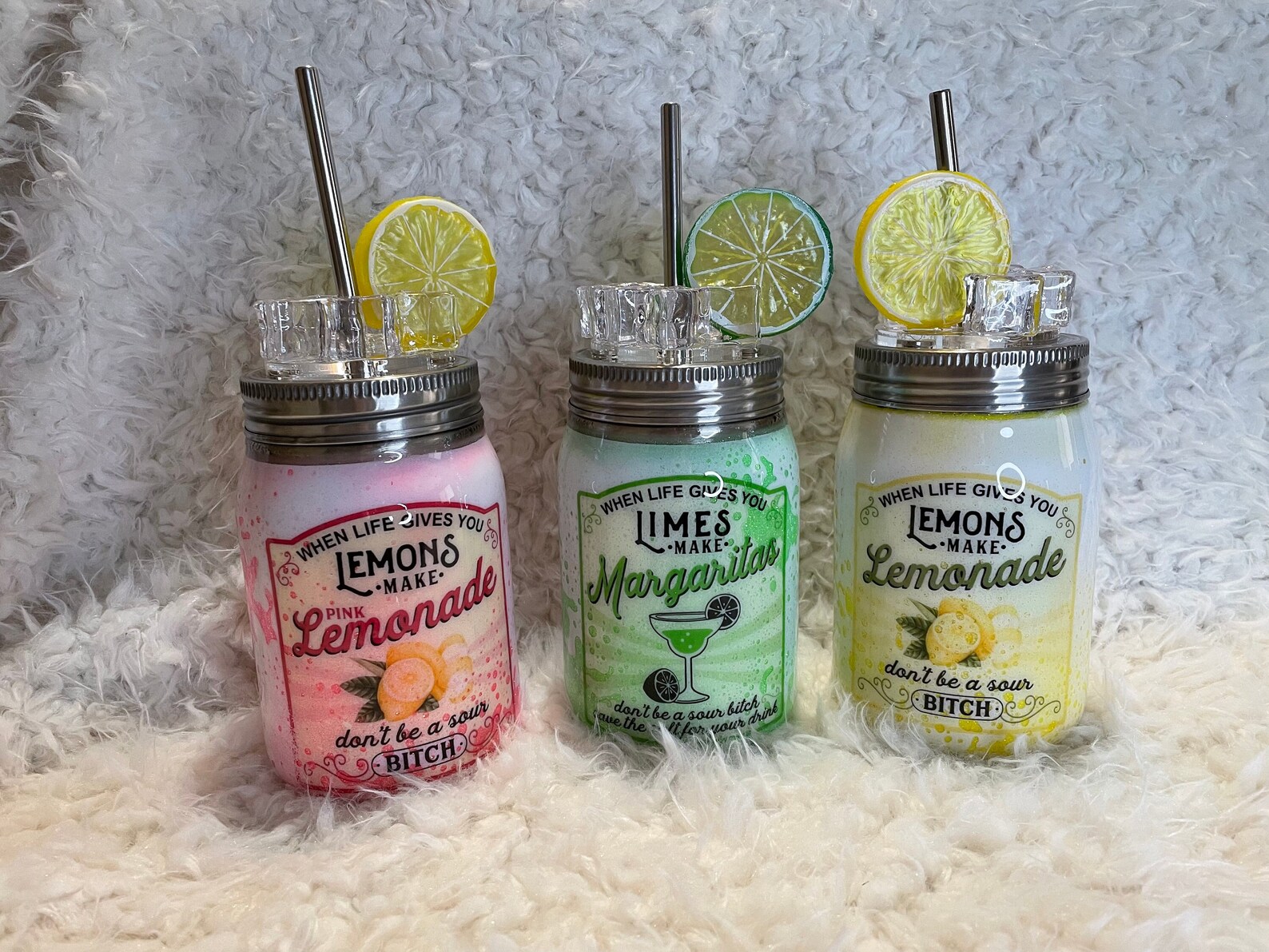 Lemonade Mason Jars 12oz Epoxy Tumbler Stainless Steel Etsy