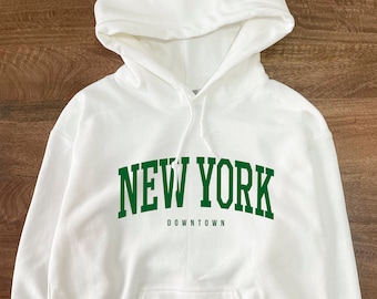 New York Hoodie | New York Unisex Hoodie,White Hoodie,New York Lover Gift,Vintage Hoodie,New York College Style Crop Hoodie,Women Essentials