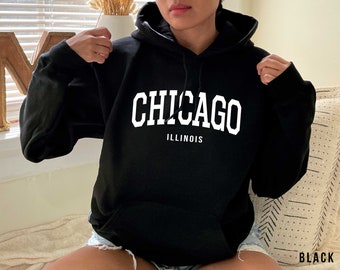 Chicago Illinois Hoodie, Vintage Hoodie, Chicago Hoodie for Women and Men, State Hoodie, Chicago Lover Sweatshirt, Chicago Gift