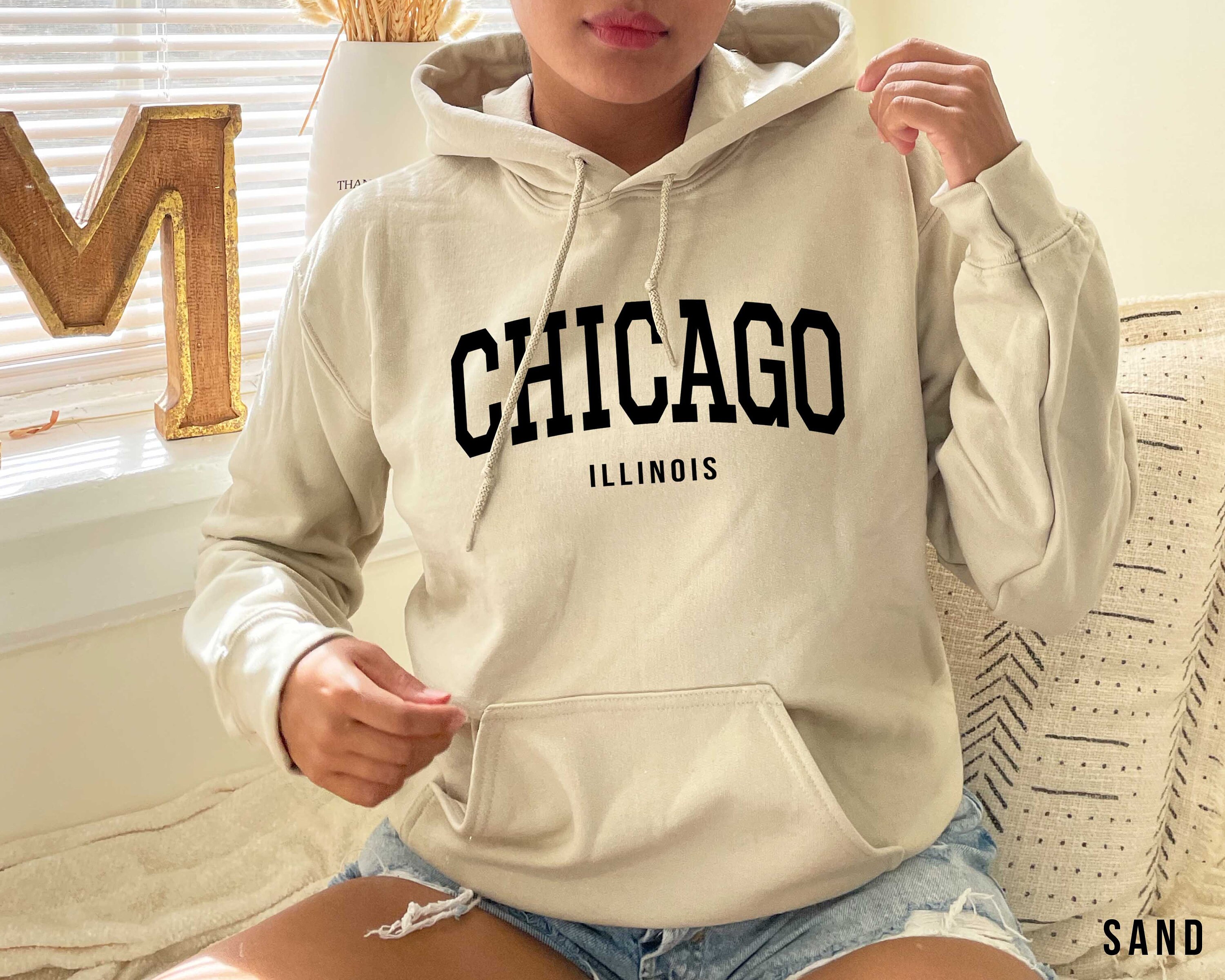 Chicago Illinois Hoodie, Vintage Hoodie, Chicago Hoodie for Women and