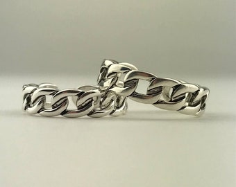 Adjustable Sterling Silver Plated Linked Up Chain Ring