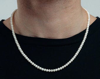 Real Freshwater Pearl Necklace | 925 Sterling Silver Chain, Waterproof, Minimalist Elegant Jewelry