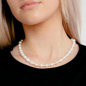 Luxury Freshwater Pearl Necklace 8mm & 4mm, 925 Sterling Silver Clasp, Gift for Him, Gift for Her