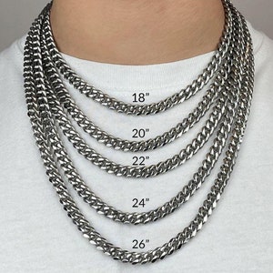 Colar de corrente cubana de 8 mm, joia de aço inoxidável para homens, presente de Natal estiloso, design durável e elegante para ele