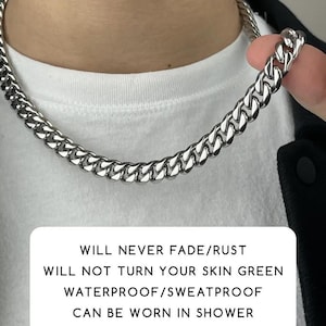 Will never fade/rust. Will not turn your skin green. Waterproof/sweatproof. Can be worn in shower
