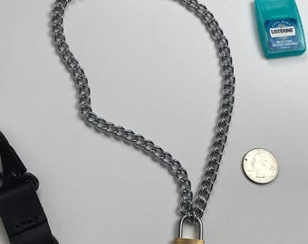 Stainless Steel Padlock Necklace | Lock Pendant Chain Necklace | Unisex Streetwear Jewelry | Waterproof Hypoallergenic Statement Necklace