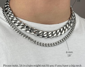 Stainless Steel Cuban Link Chain Necklace for Men