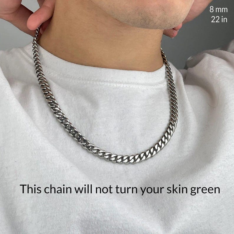 High Polished Cuban Link Necklace for Men 8mm 22in