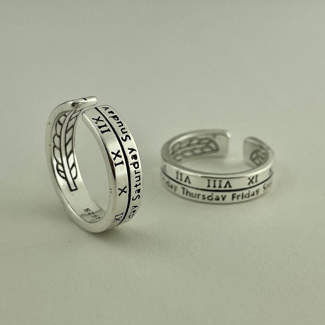 Weekdays Ring Days of the Week Sterling Silver Plated Adjustable Ring - Etsy