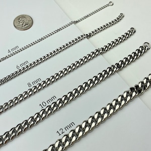 High Polished Cuban Link Necklace for Men all widths